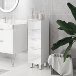 Narrow Bathroom Cabinet Adjustable Shelf 3 Drawers, White