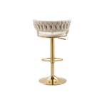 Velvet Swivel Bar Stool 2-Piece Set, Handcrafted Backrest, Adjustable Height, Upholstered