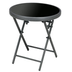 Outsnuuy Folding Table, Glass Top, 45x50cm, Black