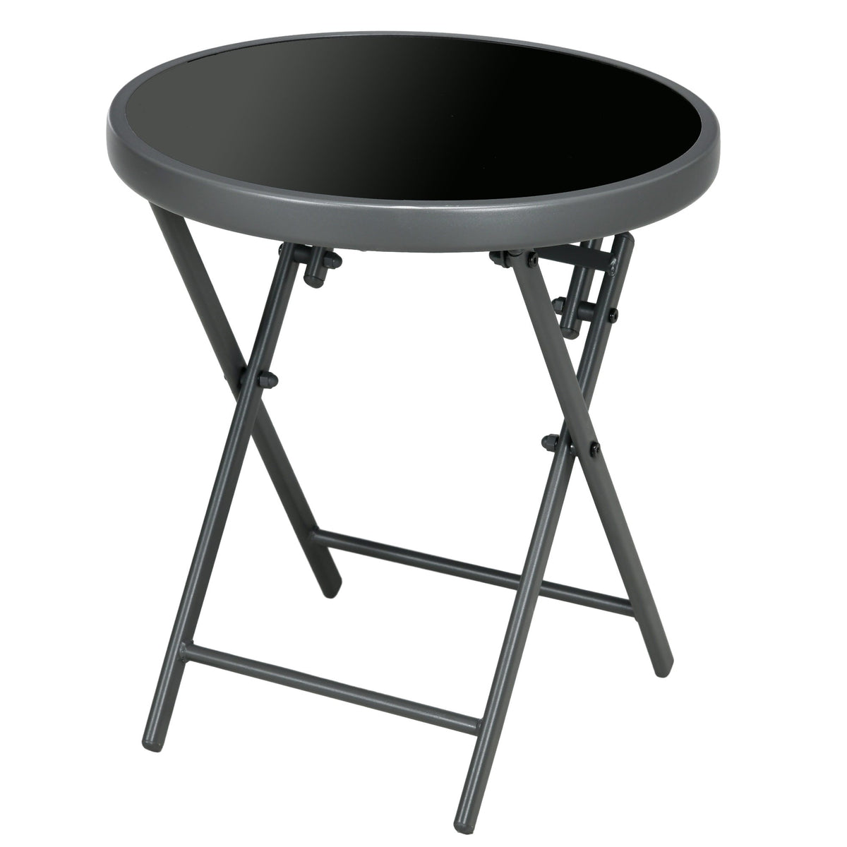 Outsnuuy Folding Table, Glass Top, 45x50cm, Black