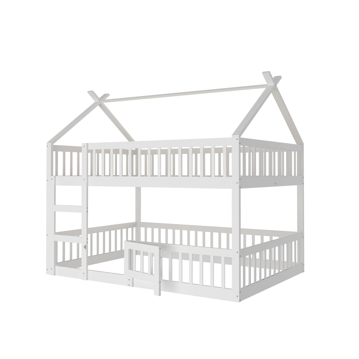 Children's Bunk Bed, 140x200, Stairs, Loft Design, Solid Wood, White