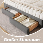 Daybed with Square Backrest and 2 Storage Drawers, Extendable to 180cm, Grey Velvet