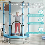 Children's Trampoline 140 cm, Safety Net, Octopus Pattern, Light Blue
