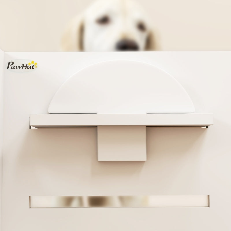 Elevated Dog Bowl, 3-Level Adjustable, 2 Stainless Steel Bowls, White