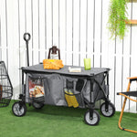 Folding Handcart, 120 kg Load, Adjustable Handle, Side Pockets & Folding Board, Dark Grey