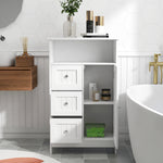 Bathroom Standing Storage Cabinet, 3 Drawers 1 Door - White