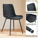 Minimalist Round Table Set 100cm with 4 PU Armchairs - Black Wood Look
