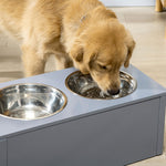 Feeding Station, 2 Bowls with Drawer, for Medium Dogs, Gray