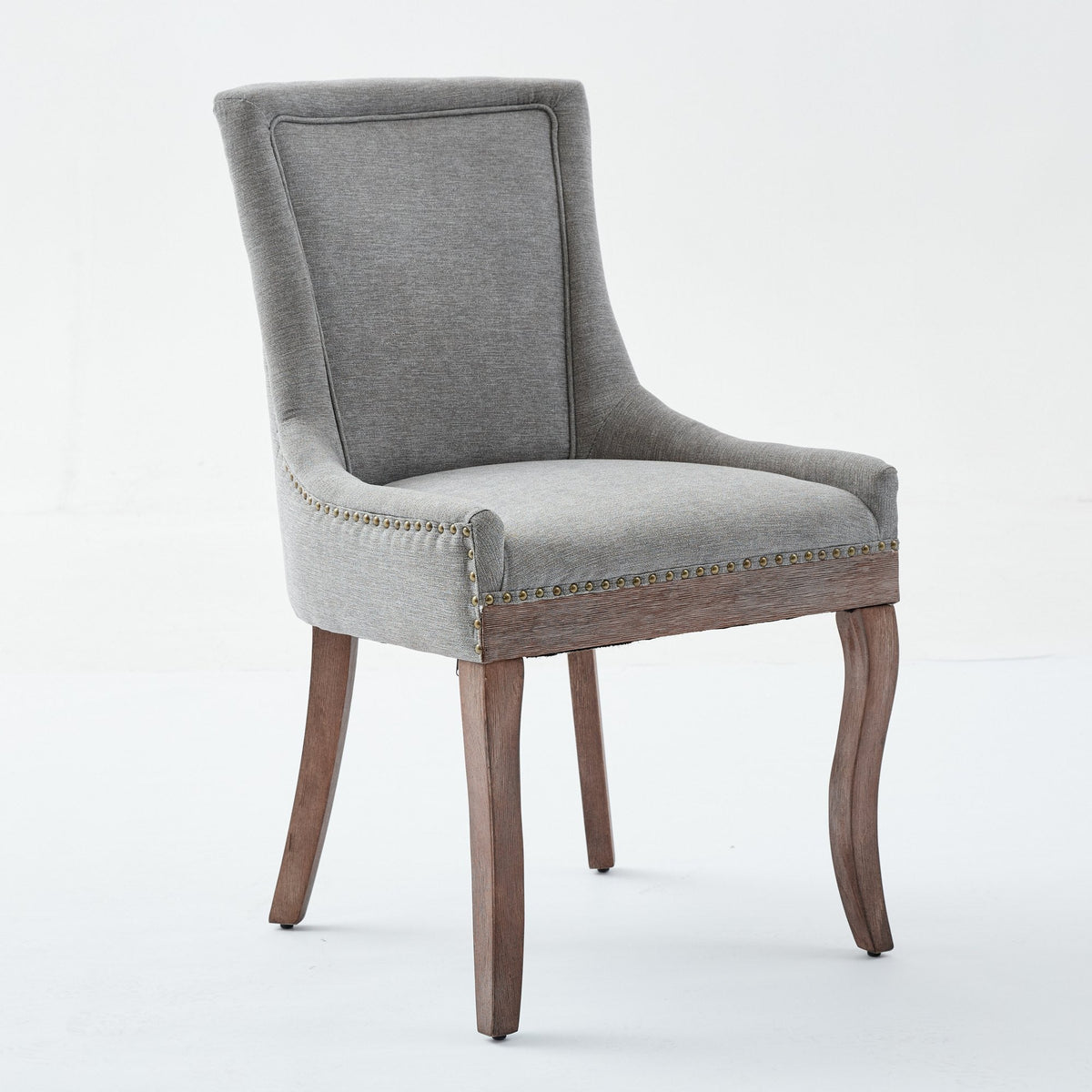 A&A Furniture Ultra Side Dining Chair with Thickened Fabric and Solid Wood Legs, Set of 2, Gray