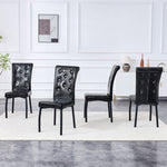 2 Dining Chairs Vintage Crocodile Faux Leather Crystal Clasp - Black