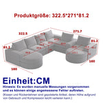 Chenille Sofa, Curved Modular L-Lounger, Two-Piece Set
