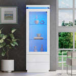 Display Cabinet 60x40x171cm Tall Glass LED 2 Drawers, High-Gloss White