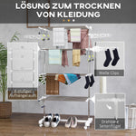 Mobile Clothes Airer, Foldable 4 Levels with Wheels, White ABS