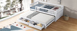 Solid Wood Sofa Bed 90x200cm with Pull-Out Bed & 2 Drawers, White