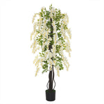 Artificial Plant White Wisteria, 165cm, Potted, Plastic