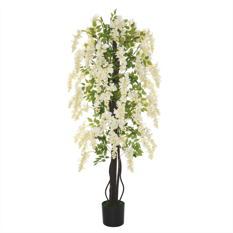 Artificial Plant White Wisteria, 165cm, Potted, Plastic