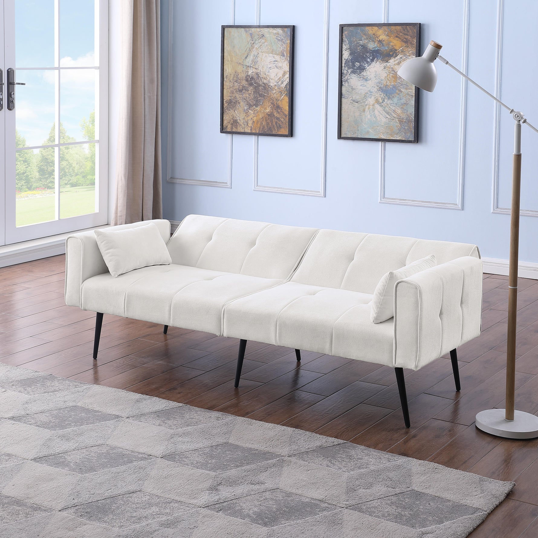 Futon Sofa Bed, Modern 68" Convertible Sleeper Couch, Small Spaces