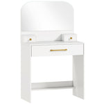 Dressing Table with Mirror, Compact 3 Drawers, White