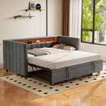 Multifunctional Sofa Bed 90x190cm, Pull-Out & Storage, Gray Velvet