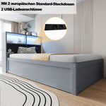 Multifunctional Hydraulic Sofa Bed 90x200 with Storage & LED, Grey