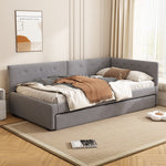 Daybed with Rollaway Bed, 90x200cm Single Sofa Bed and Lattenrost, Grey Velvet
