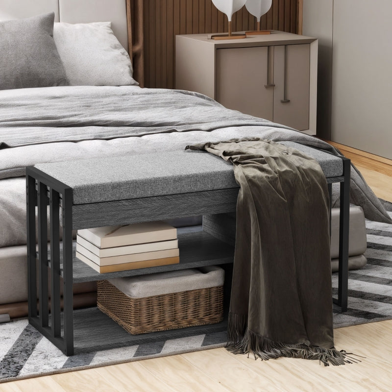 Shoe Rack Bench, 3-Tier Design, Gray
