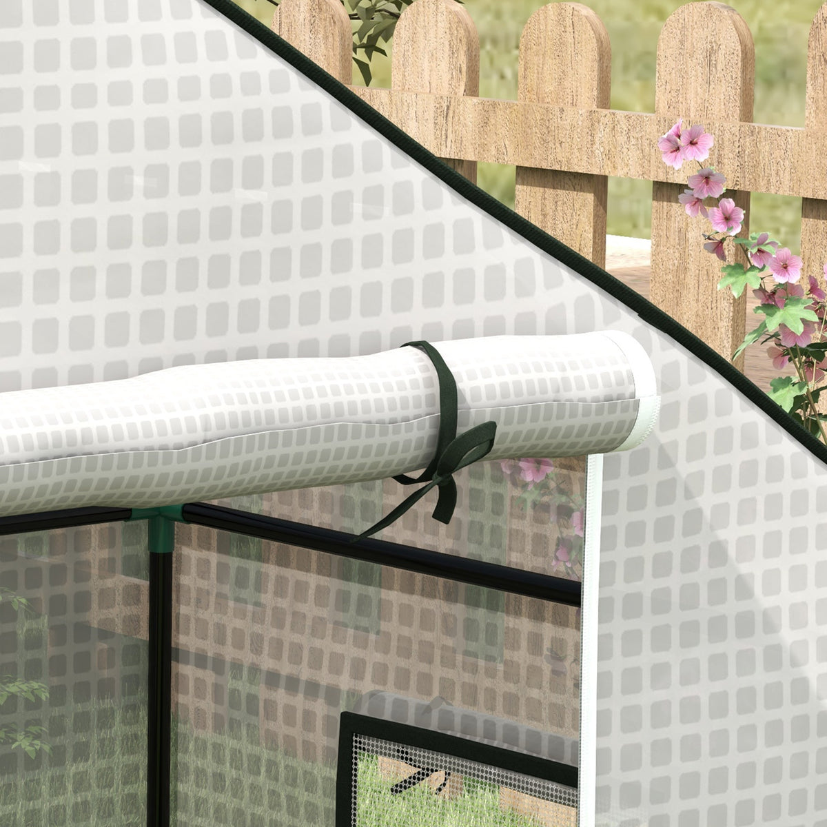 Greenhouse Replacement PE Film Cover, UV Protection Roll-Up Door Side Window, 140x73x190cm, White