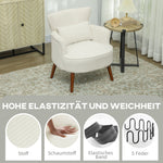 Armchair Lounge Chair Corduroy Look, Cream White