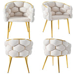 Velvet Chairs Set of 4 Modern Gold Legs - Beige