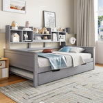 Extendable Sofa Bed 90x200cm with Storage, Grey Solid Wood