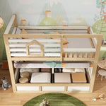 Children's Bunk Bed 90x200cm Cabin Storage, White & Natural Wood
