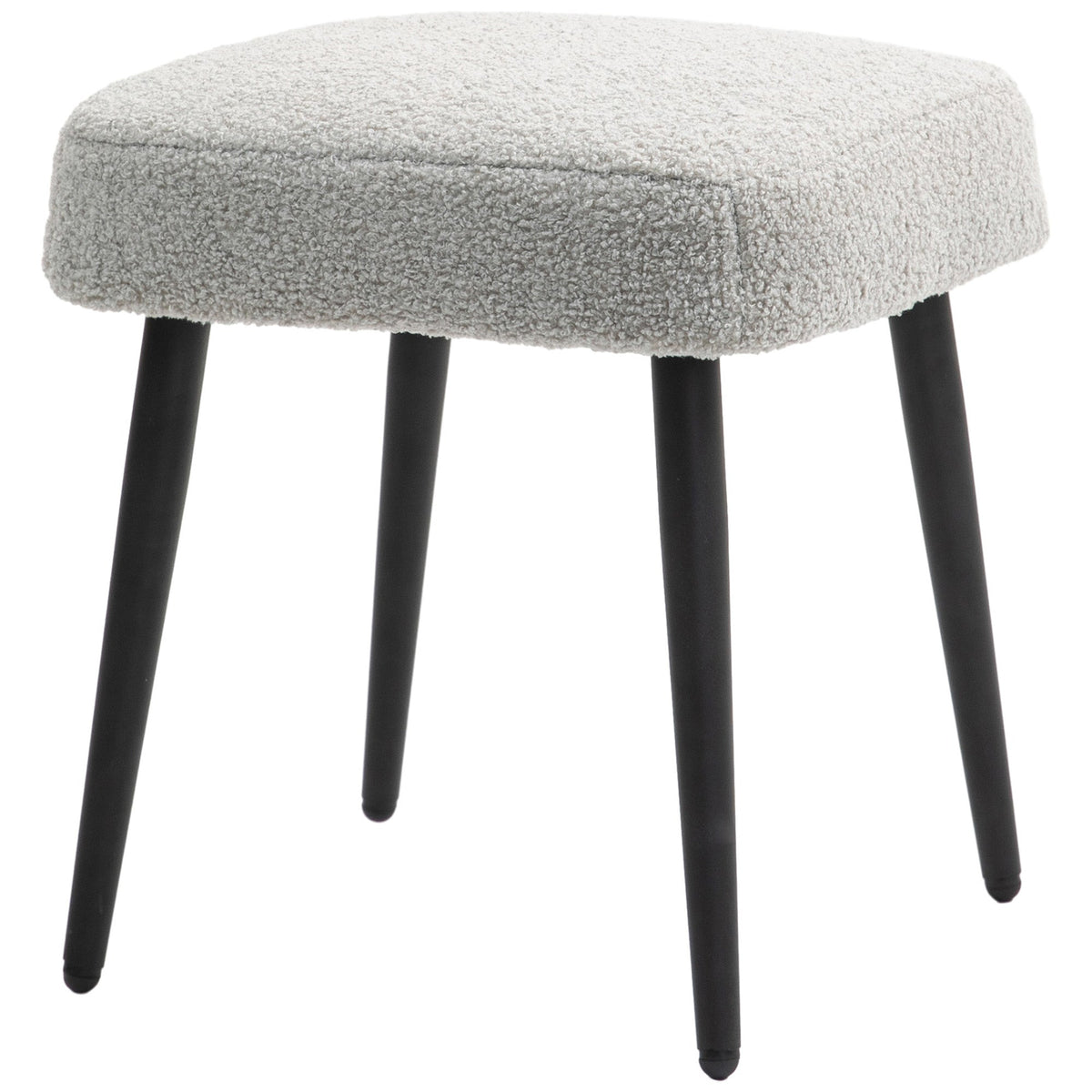 Square Footstool/Stool, Footrest Steel Legs, Cashmere Look Light Grey