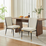 Set of 2 Dining Chairs Scandinavian Style Black/Gold Legs - Cream Fabric