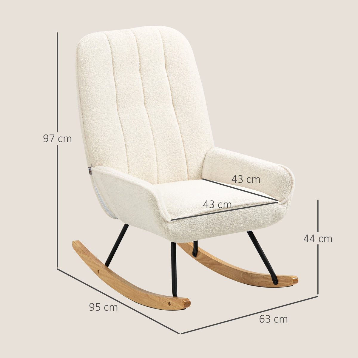Rocking Chair, Swing Chair with Sherpa Fleece, 150 kg, Comfortable