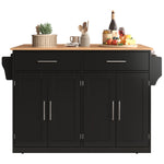 Serving Trolley 120cm Folding Tabletop Casters Wood Legs Black