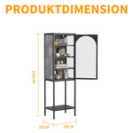 Metal & Glass Display Cabinet 5-Tier 3 Adjustable Shelves 160x50x35cm - Iron