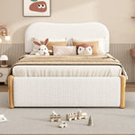 Upholstered Bed 140x200cm Pull-out Rollaway Bed - White