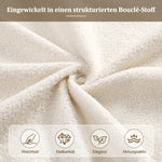 Upholstered Double Bed 180x200 cm with Slatted Base, Beige Bouclé