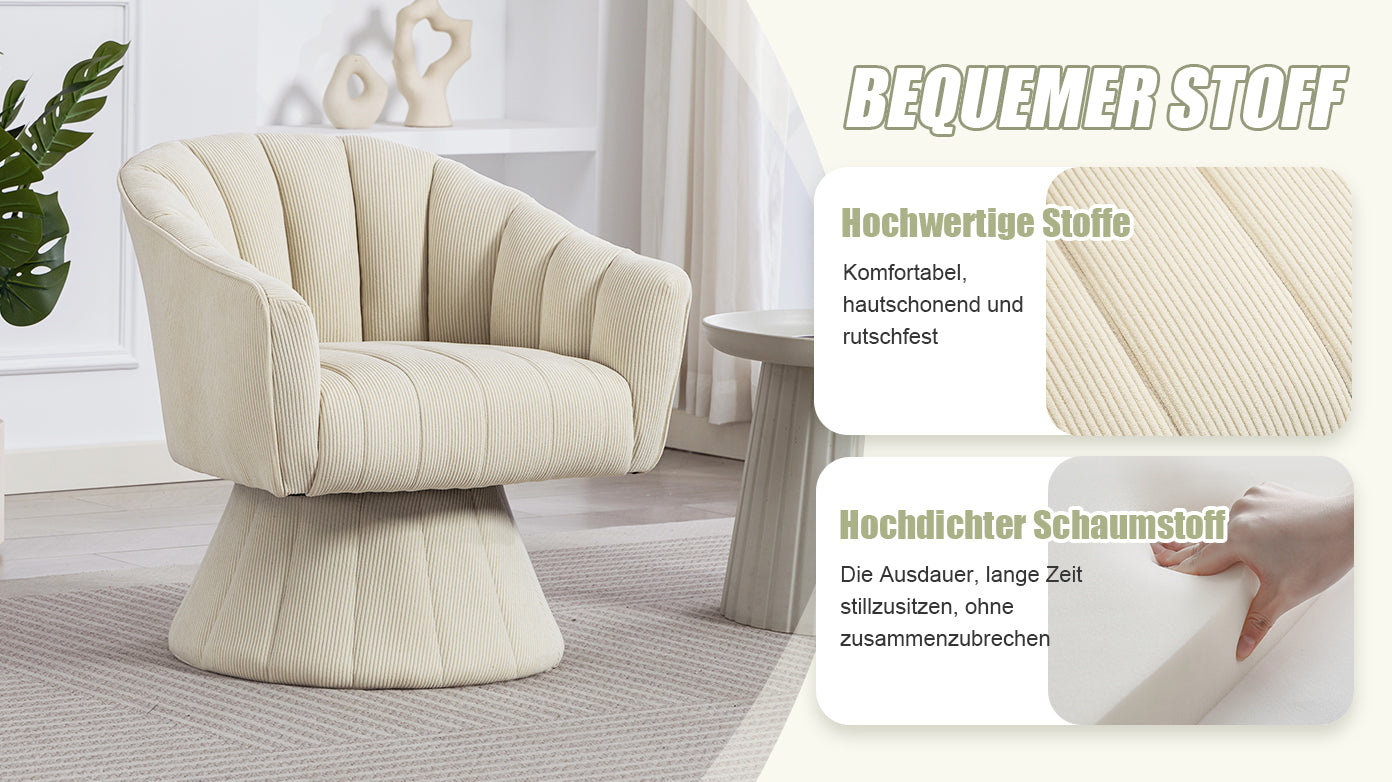 Swivel Chair 360° Ergonomic Cushions Modern Design Beige