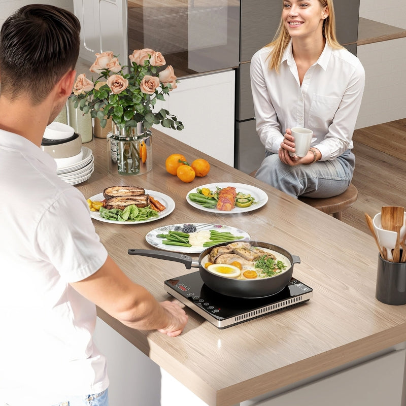 Induction Hob, Portable 1 Plate 2000W with Timer, Black