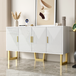 Sideboard, 150cm Modern Luxurious 4-Door with Adjustable Shelves, White High-Gloss