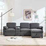 Sofa - Comfort Foam, Removable Console, USB-C, Storage Ottoman - Corduroy