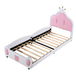 Upholstered Children's Bed 90x200cm Headboard Faux Leather White