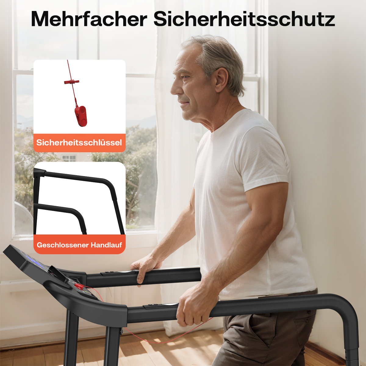 Walking Pad Treadmill Foldable LED Display Handrail, 135 kg Capacity