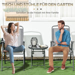 Folding Bistro Set, 3-Piece Table & 2 Chairs, Durable Steel & Mesh, Light Grey