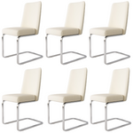 Velvet Dining Chair Set of 6, Diamond Back Design with Silver Metal Legs, Beige Velvet
