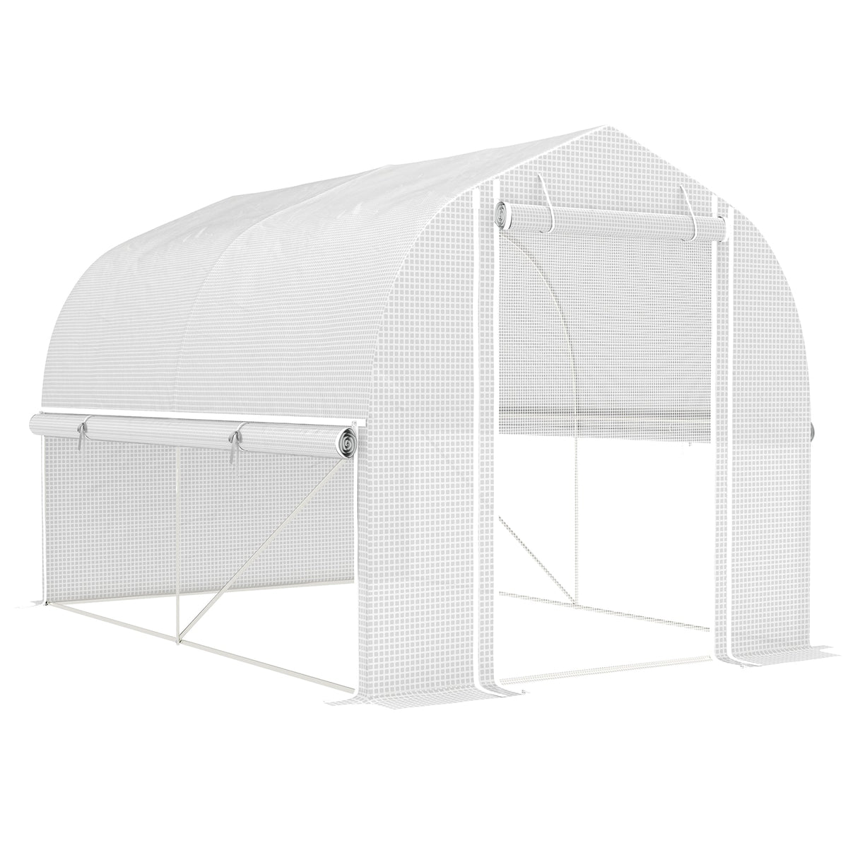 Greenhouse Polytunnel, 3x2x2m, 4 Windows & Door, White