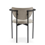 Lunar Dining Chair with Armrests, Ergonomic Set of 2 with Metal Frame, Khaki