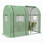 Greenhouse with 2 Roll-Up Doors, Windproof with Side Window and UV Protection, PE Green