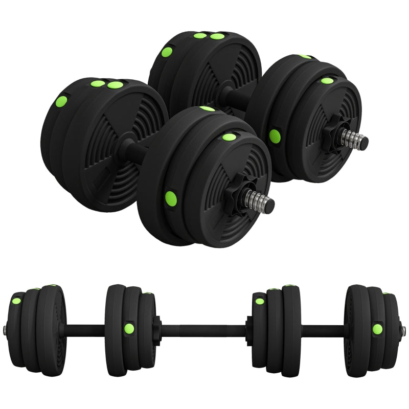 2-in-1 Dumbbell Set 25 kg Barbell & Dumbbell - Black/Green